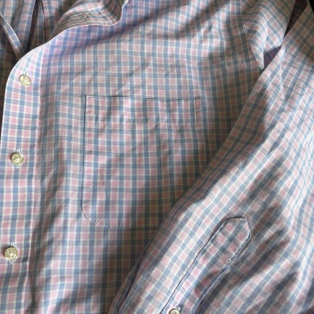 Stafford Shirt Mens 16 1/2- 34/35 Pink Travel Wrinkle Free Oxford Cotton Blend‎